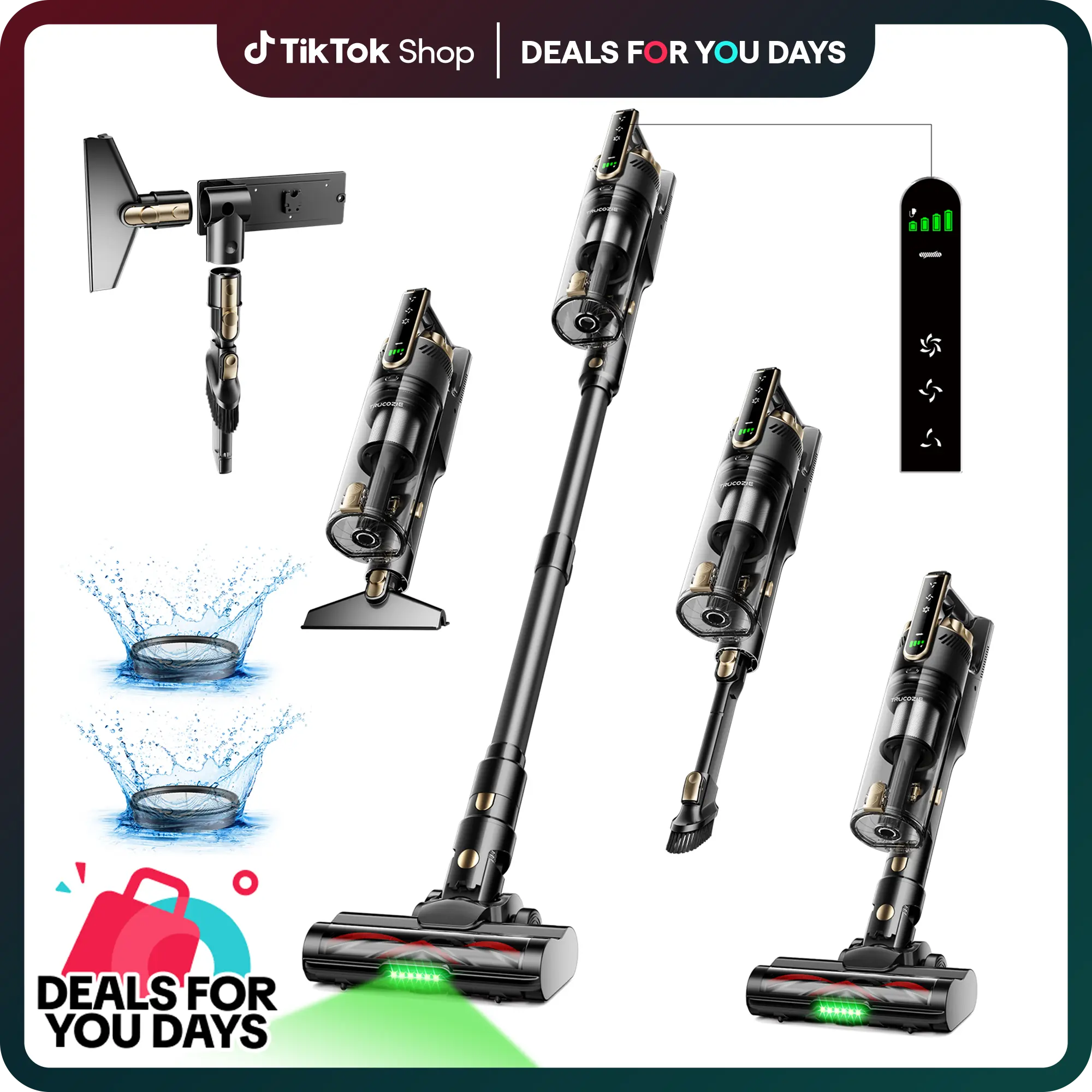 【2026 New Arrivals】Trucozie T550 Cordless Vacuum Cleaners for Home, 8-in-1/50Min/150W Powerful Suction, Self-Standing Cordless Stick Vacuum Cleaner, Lightweight Anti-Tangle Rechargeable Vacuum for Floor/Carpet/Pet Hair/Car