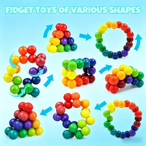 3D Magnetic Fidget Orbs - Satisfying Snap Stress Relief Toy for Kids & Adults, Sensory Rainbow Ball Puzzle, Desktop Decompression Toy, Perfect Calm Down Activity for Travel, School & Office