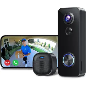 Doorbell, 180? -to- Video, Live View with Two-Way Talk, No Monthly Fee, 2.4G  with Chime, Local/Cloud Storage, Human Detection, Compatible with Alexa &