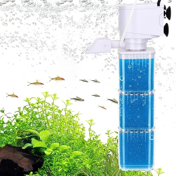 Aquarium Power Filter - Fish Tank Filter Aeration Adjustable for 40 to 100 Gallon Tank, Multi-Stages Bio Sponge Aquarium Filter for Filtration/Oxygenation/Waveker/Circulation Water Clean