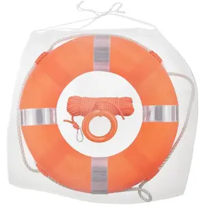 20Inch Throwable Lifebuoy Ring with 98.4FT Floating Rescue Rope - Emergency Flotation Device for Boating, Pool & Outdoor Water Safety, Heavy-Duty Foam Buoy & Perimeter Line Lifeguard Kit pool leaf skimmer net personal  floatation  device swim  float baby