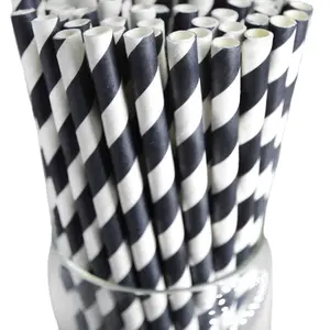 Black & White Striped Paper Straws – Eco-Friendly & Durable (50-Count)