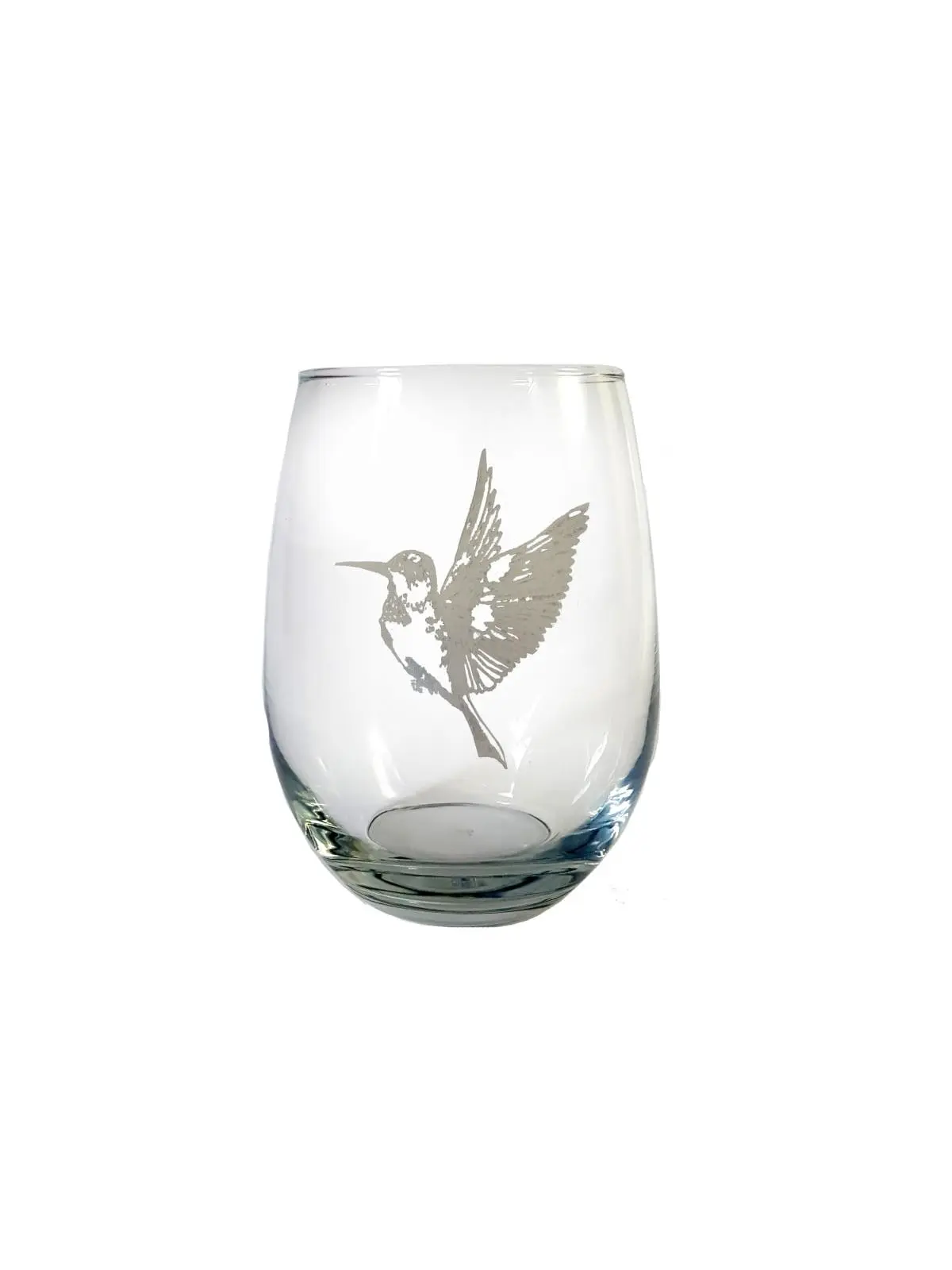 Lyoncraft SWHU01 Non-Leaded Luminous Stemless Wine Glass, 18 oz Lightweight with Laser Engraving Hummingbird Design, Dishwasher Friendly for Wine Tasting