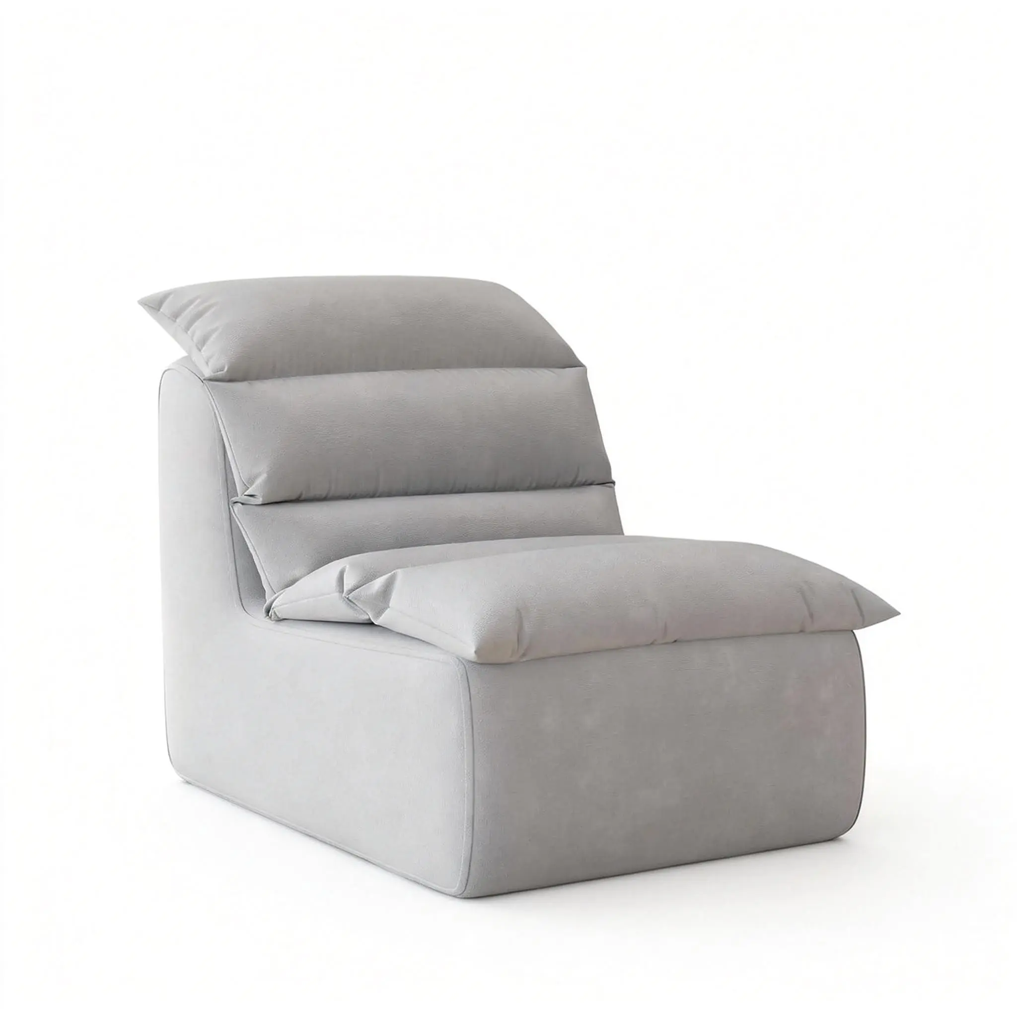 Minimalist 1-Person Armless Lounge Chair, Polyester Fabric, Full Dense Foam Cushion, Padded Relax Armchair for Living Room, Bedroom, 100×82×87 cm, Gray