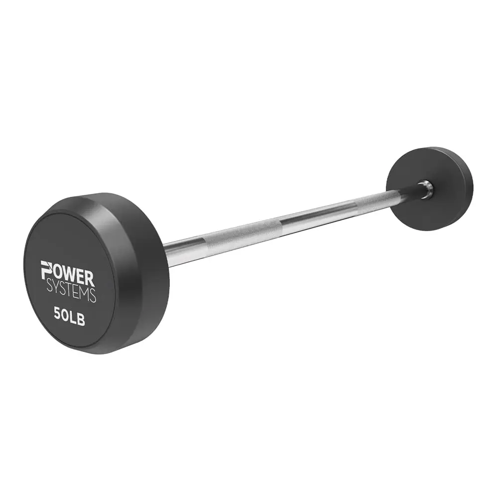 Power Systems Pro Style Rubber Fixed Straight Barbell - Pre-Loaded Weight (50)