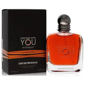 Giorgio Armani Stronger With You Intensely EDP Men's Perfume - Oriental Woody Aromatic Fragrance, Amber Vanilla Heart, Strong Fragrant Masculine Men's Fragrance, 3.4 fl oz, New in Box