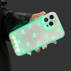 Vibrant LED Bowknot Phone Case for iPhone 17 16 15 14 13 12 Pro Plus Max Air Stylish Protective Cover with Glowing Bowknots for Daily Use