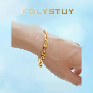 [FOLYSTUY (W165)]Classic Figaro Link Chain Bracelet, 0.2" Width 8.05" Length, Timeless Everyday Wrist Bangle for Daily Wear & Gifting
