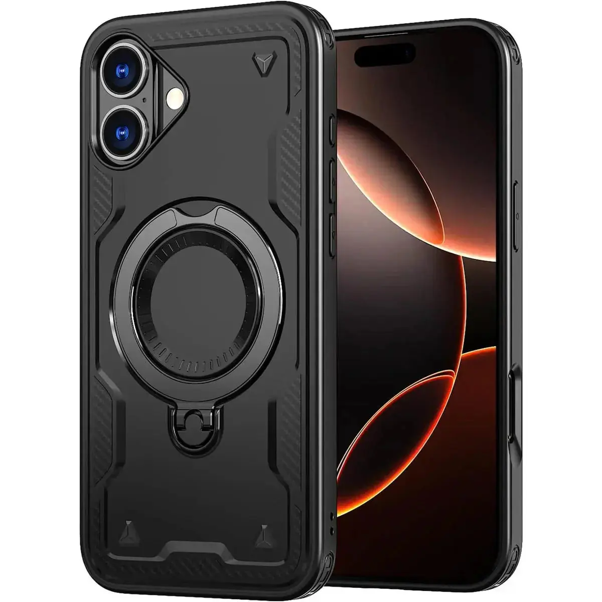 Entronix iPhone 16 Plus [Magnetic-Compatible] Case - Armor Ring, Cover Metal