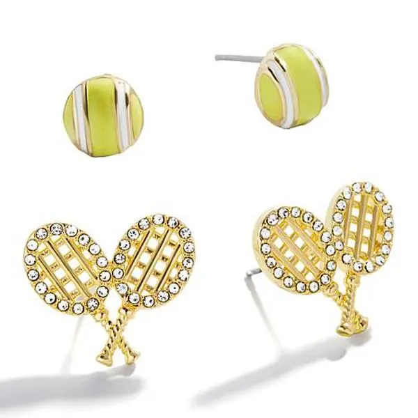 BAUBLEBAR Goldtone Tennis Ball and Racket Stud Earrings Set