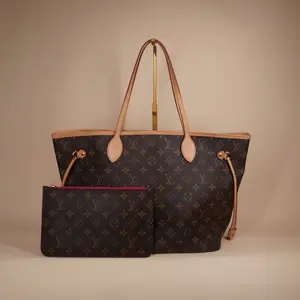 Pre-owned Louis Vuitton Canvas Shoulder Bags Monogram Neverfull MM Shoulder Bag with Pouch