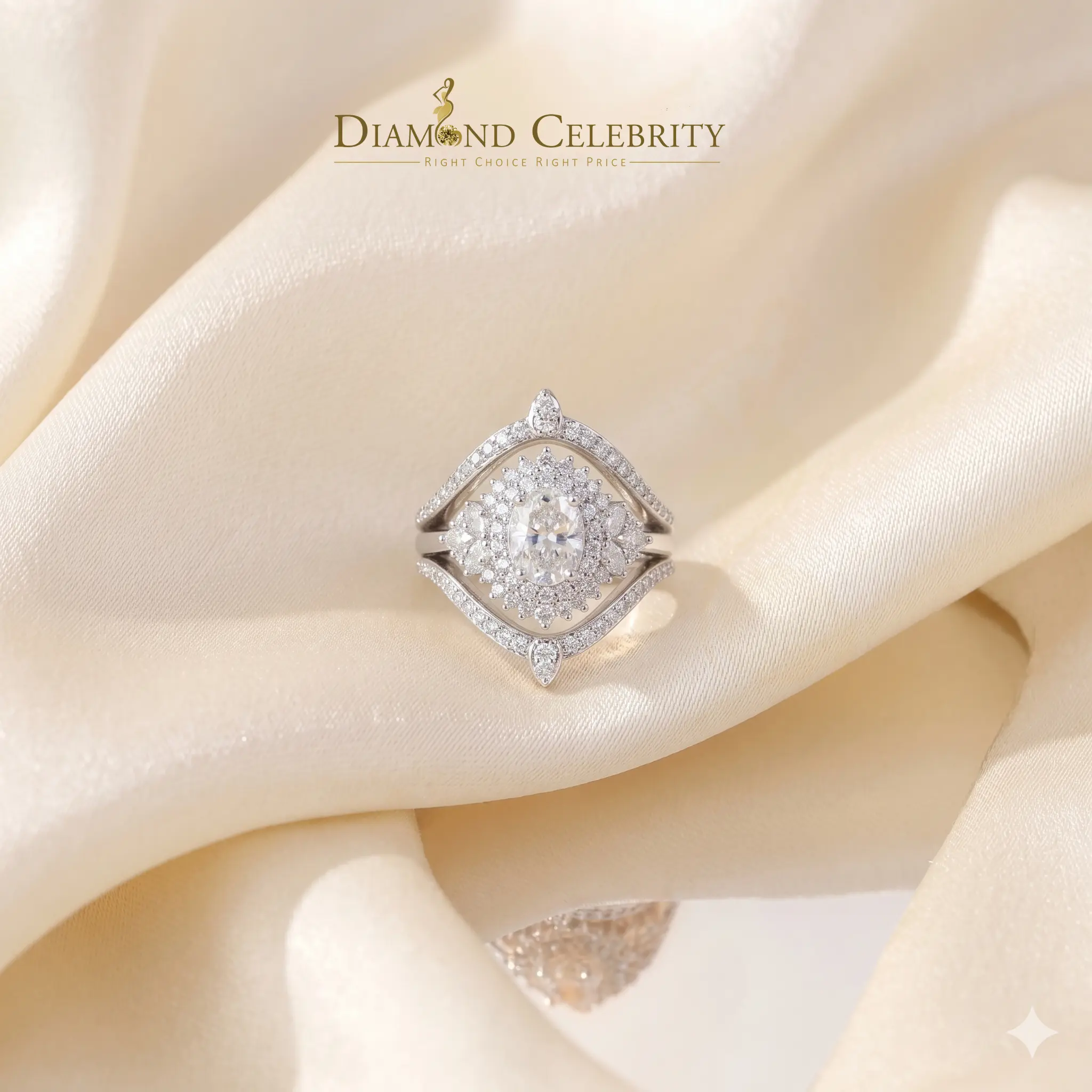 DiamondCelebritees 925 White Silver Moissanite 3.0ct Solitaire Enhancer Guard Wrap Ring Insert S Z7