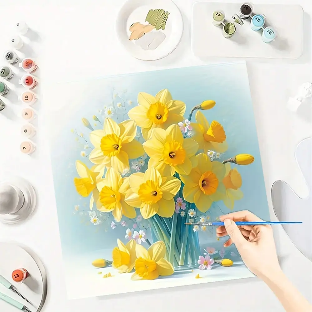 Flowers Paint by Numbers for Adult,Paint by Number Kit for Beginners,DIY Acrylic Paint Canvas Painting Kits Art ,Home Wall Decor Gift for Her, 20x20 inch(Without Frame)