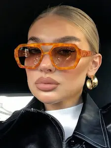 Unisex Retro Trendy Casual Aviator Tortoiseshell Sunglasses, UV Protection, Lightweight PC Frame, Fashionable All-Season Eyewear, Ideal for Outdoor Activities