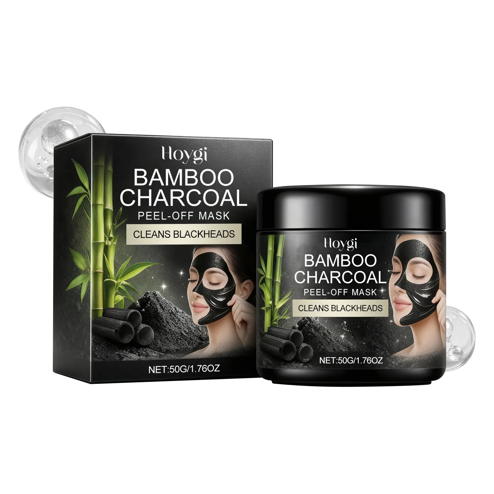 Hoygi Bamboo Charcoal Peel‑Off Mask, Gentle Facial Cleansing Mask, Hydrating Moisturizing For Refreshing Soft Skin, Daily Face Skincare