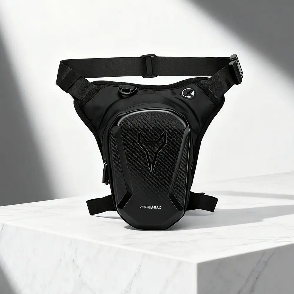 Waterproof Motorcycle Leg and Waist Bag, Waist Pack, Riding Waist Bag, Durable Fabric Belt Bag with Adjustable Shoulder Strap and Double-Zipper Compartments for Off-Road Bikes and Motorcycles