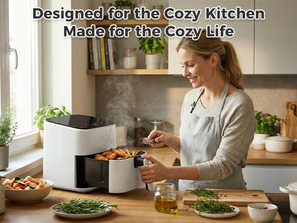 4-in-1 Air Fryer 3QT, 400°F Hot Oven with Roast, Reheat & Dehydrate Functions, Nonstick Basket & Crisper Plate