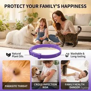 Protect Your Pets From Pests! 4-Pack Waterproof Flea Collars, Adjustable for All Sizes, Natural Plant Formula, Natural Plant Oils, Easy to Use