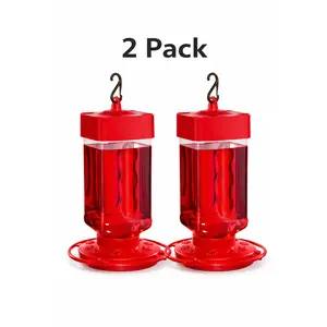 First Nature 32oz Hummingbird Feeder Red 10 Port Wide Mouth Easy Clean 2 Pack