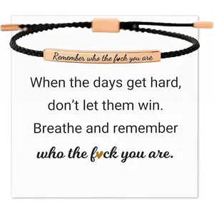 GleamJoy S Remember Who The F You Are Bracelet Dont Let The Hard Days Win Bracelet Motivational Bracelet for Women Braided String Inspirational Gifts