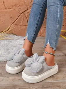 Women's Soft Thick Sole Home Slippers, Plush Lined Knit Slipper Boots, High Waterproof Design for Outdoor Wear, Winter Warm Shoes