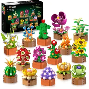 15 Pack Valentines Flowers Plants Mini Building Set - 1314PCS 3.6MM Flower Succulents Botanical Collection Block Toy for Home Office Décor, Birthday Gifts for Adults Women Boys Girls 10+