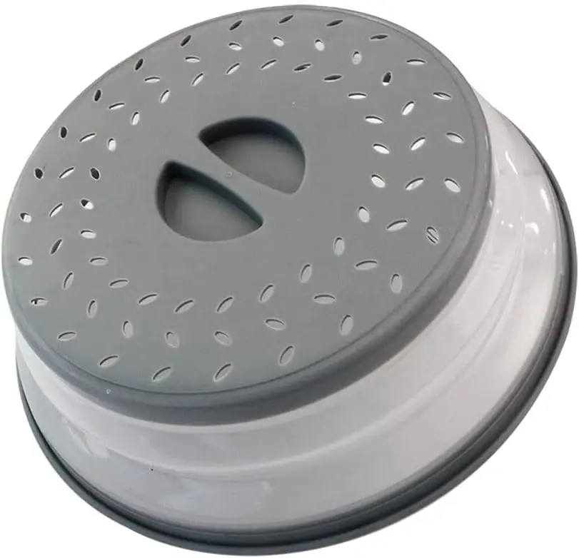 Collapsible Microwave Splatter Cover - BPA-Free Silicone & Plastic Kitchen Utensils with Steam Vent, Dishwasher-Safe Microwave Plate Cover Strainer