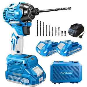 【Fathersdaygift】ADEGSO 3 in 1 Cordless Impact Wrench 1/4'',3000RPM,Brushless Impact Driver w/ 2x 2.0Ah Batteries,2 Sockets,3 Drills,5 Screws,Power Tool Heavy Duty fathersdaygift.for Home Car Tire Lug Nut fathe high torque impact gun