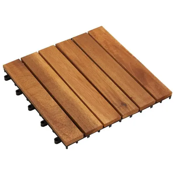 vidaXL Decking Tile 10 pcs Brown 11.81 x 11.81 in Acacia Hardwood, Chic Acacia Square Decking Tiles, Trendy Modular Floors, Modern Wood Touch for DIY Home Decor, Beige Vibe 42046707