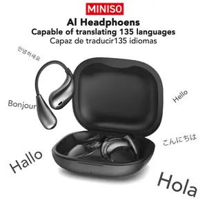 MINISO X33 Wireless Translation Earbuds with APP Support 134 Languages Translate, Real-time Translation Headset, Comfortable Ear Hooks, 48H Battery, IPX5 Waterproof, Compatible with All Phone, Android Phone