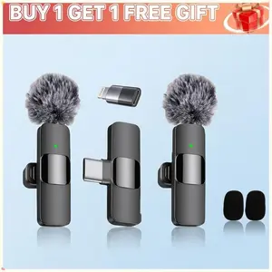Dual Wireless Lavalier Microphone Set  Plug-And-Play Type-C Lapel Mic Compatible With IPhone Android  Noise Cancelling Wind Muffs Included Nstant Sync, No App Required Crystal Clear Audio For Vlogs Long Battery Life For Continuous Recording