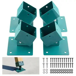 【Summervibes】VEVOR Swing Set Brackets, 4 Pack Heavy Duty Swing Set Leveling Hardware, Fits 4 x 4 in Post (Actual 3.6 x 3.6 in), 45°-60° Angle Range, Stainless Steel Anchor Level Kit on Uneven Grass Wooden Ground