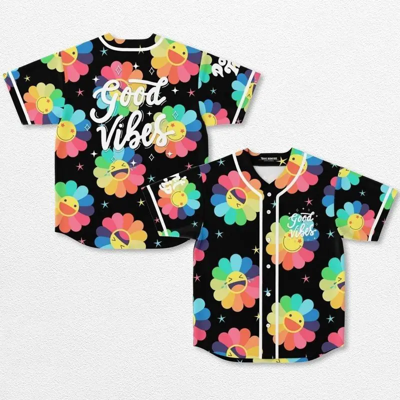 Good Vibes In My Mind Baseball Jersey EDM Music Shirt, EDM Festival Family Gift, Unisex Breathable Men's Jersey, 420 Lover Graphic Shirt, Gift For Baseball Fan EDM Electronics Music