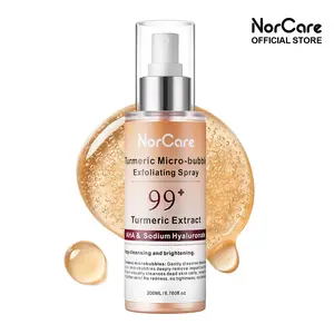 NorCare 2026 Future Skincare Micro-Bubble Tech Gentle Turmeric Exfoliating Spray 200ml & Coconut Squalane Repair Oil 80ml Deep Cleansing Brightening Cleanser acid turmeric spray