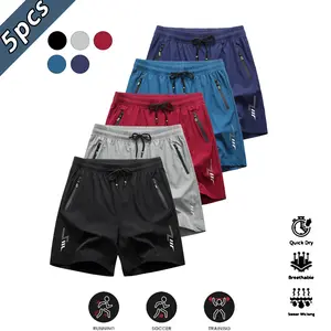 Men's 5 Pack 5" Gym Shorts Quick Dry Breathable Running Athletic Shorts with Zipper Pocket breathable short training summer color solid basketball 5-pack quick-dry regular fit casual pocket short enthusiast tiktokshopspringglowup,summervibes