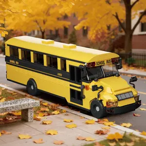 788pcs Children School Bus Building Blocks Set, Realistic Design & Moveable Parts, Parent-Child Interactive Educational Toy for Ages 14+, Building Sets