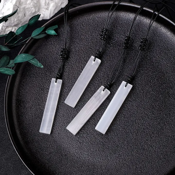 10 Pcs Hand-Carved Selenite Stick Pendants, Fashion Costume Jewelry Charms for Accessories Making