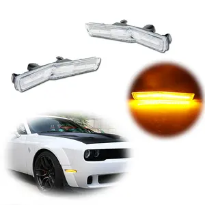 2pcs Clear LED Front Side Marker lamps Lights For 2018 2019 2020 2021 2022 Dodge Challenger SRT Widebody RT,Replace OEM 68319391AA