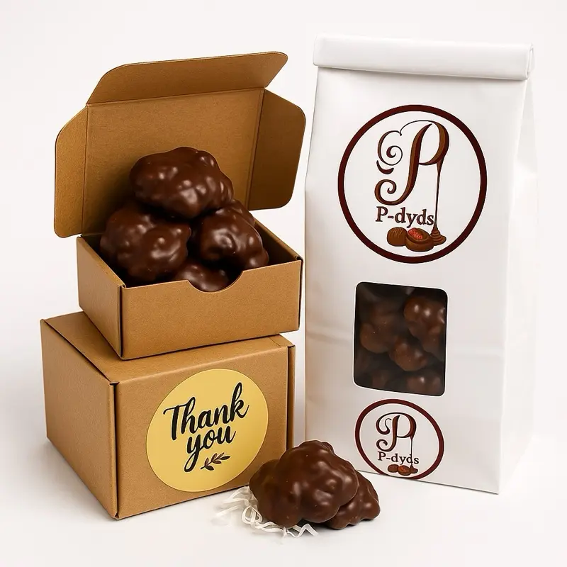 P-dyds, Milk & Dark Chocolate Covered Pecans Cluster