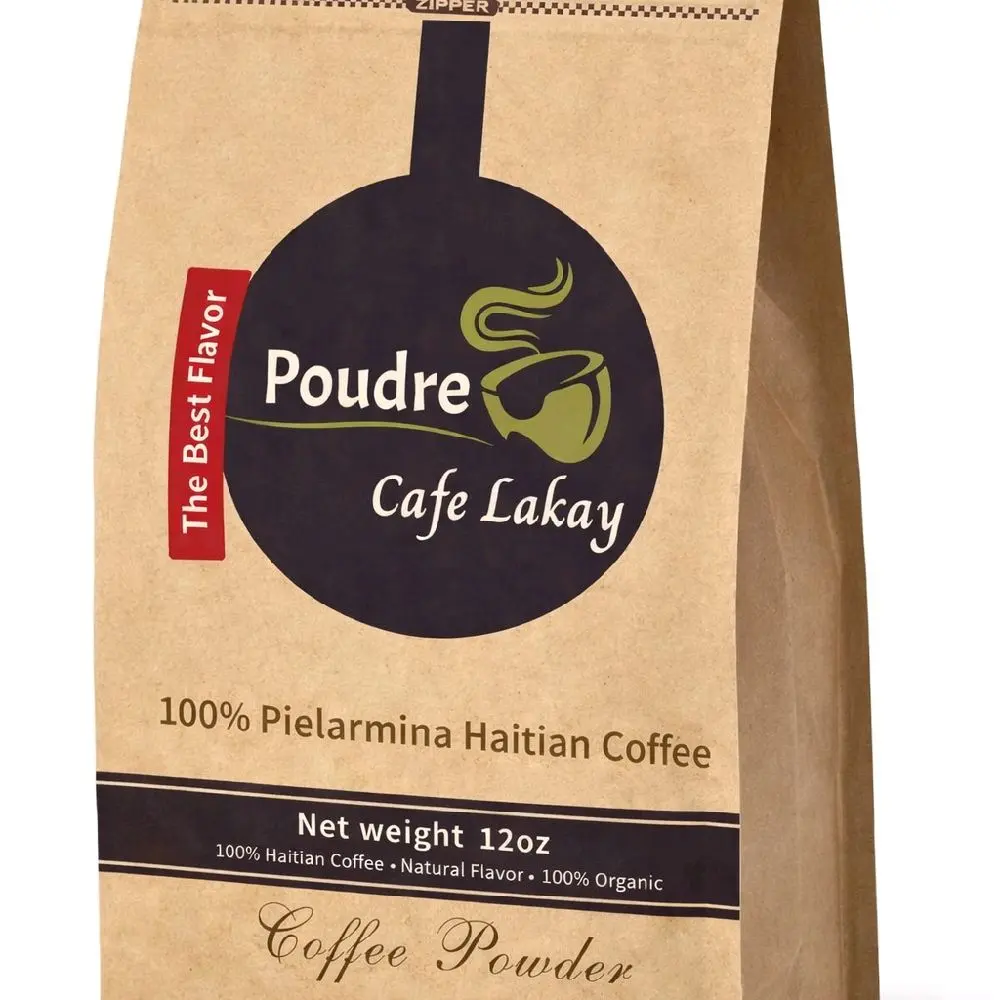 100% Pielarmina Haitian Certified Organic Natural Flavor Coffee Powder, 12oz Lakay Packaged Pantry Beverage
