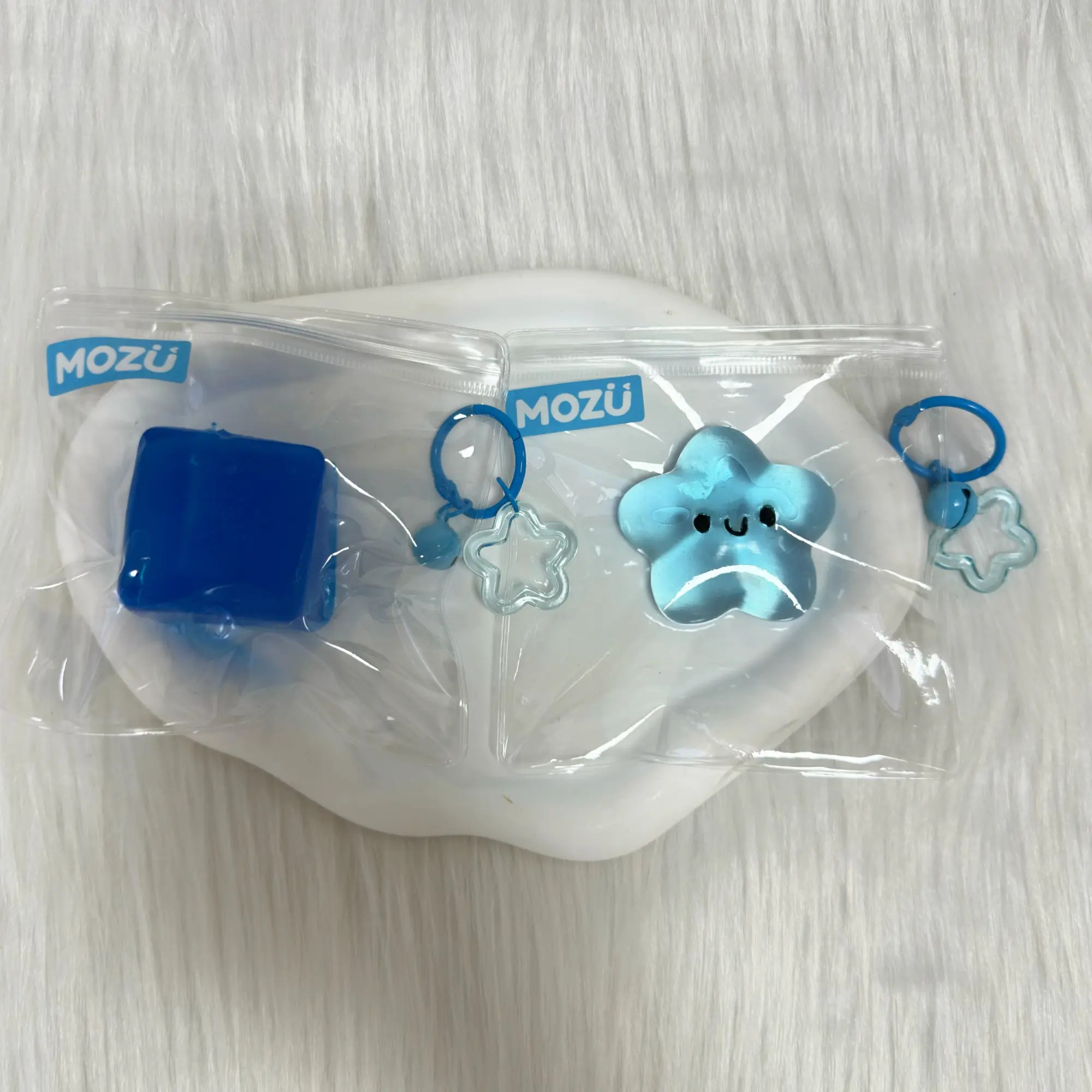 [Classic Squish Texture] Taba Popular Squishies, Blue Crystal Smiley Face Star & Cube Silicone Fidgets, Sensory Friendly Oddly Satisfying Stress Relief Toy - Party-Ready Fun Gift - 94g