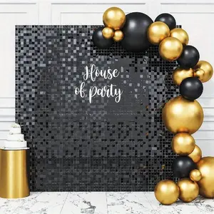 Sequin Balloon Backdrop, 12/24pcs Filled Wall Backsplash, Balloon Backdrop for Birthday Wedding and Engagement Anniversary Event Decoration, Banners, Party Decorations Banners, Sequins Backdrop Panels