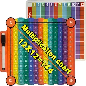 Multiplication Table Toy with Pen & Cards, Press Bubble Math Game Board, Early Education Learning Tool, 12x12 Times Tables