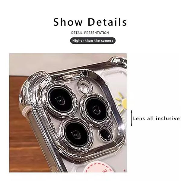 Cherry leopard print bow pattern four-corner shockproof transparent electroplated protective phone case for iPhone 17 Pro Max 16 15 14 Plus 13 12 11 XR XS Air,Simple and stylish camera Protection DurablePhone Case