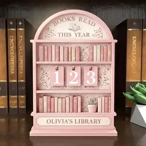 Vintage Retro Pink World Book Read Tracker, Personalized Book Lover Gift, Reading Tracker, Books Read This Year Counter, Reading Lover Gift, Library Decor