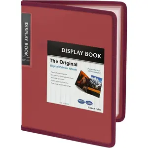30-Pocket Binder with Plastic Sleeves 8.5x11" (Ruby), Heavy Duty Art Portfolio Folder with Clear Sheet Protectors, Display 60 Pages, Presentation Book for Artwork, Document Organizer Binder