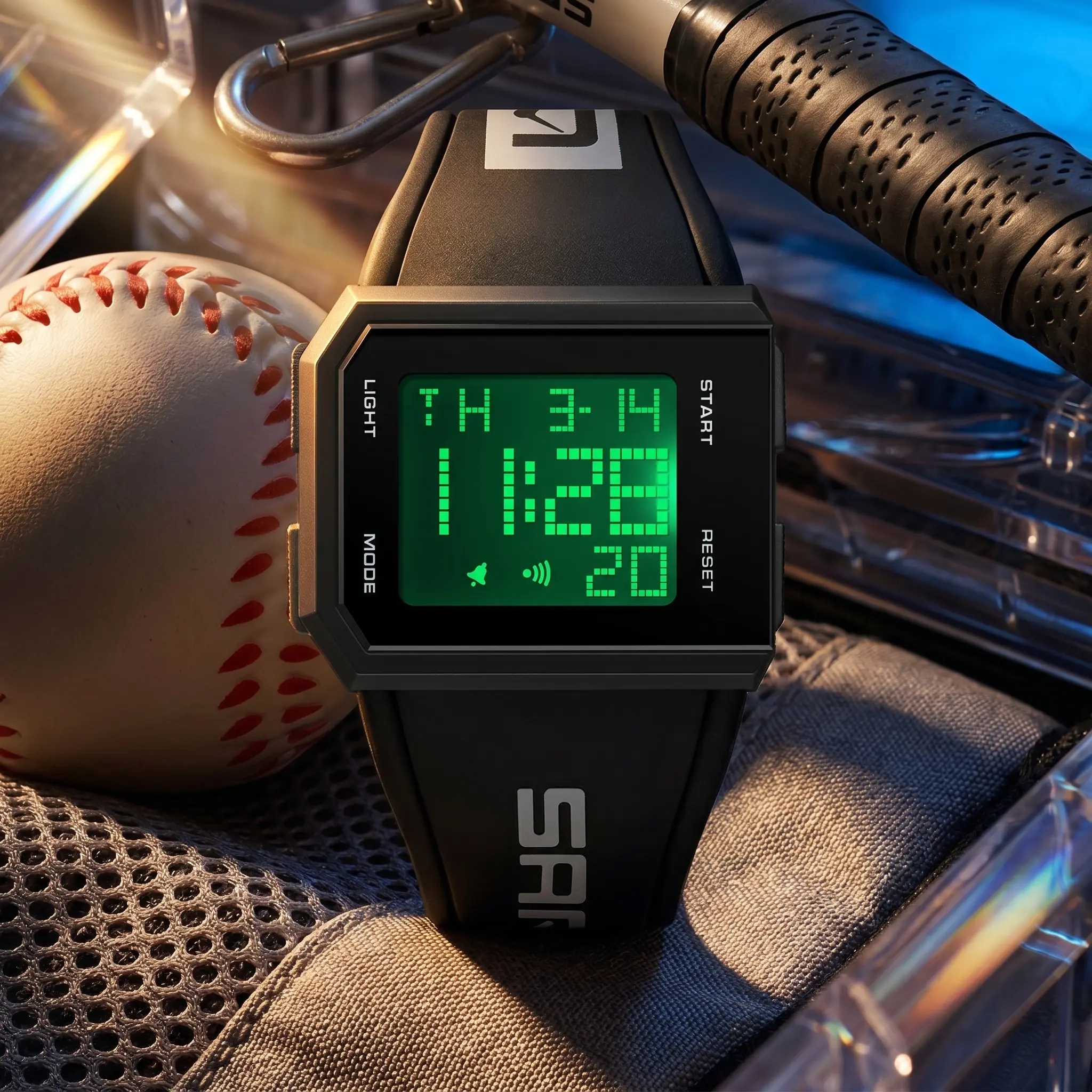 Y2K Retro Digital Watch for Men Women, Square Waterproof Sports Wristwatch with LED Backlight & Silicone Band