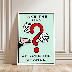 "Take The Risk Or Lose The Chance" Canvas Wall Art, Motivational Success Quote Poster, Entrepreneur Office Decor, Money Mindset Sign