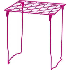 LockerMate Stac-A-Shelf Locker Organizer Shelf, Stackable, Extra Tall, Fits Standard Size School Lockers, Pink