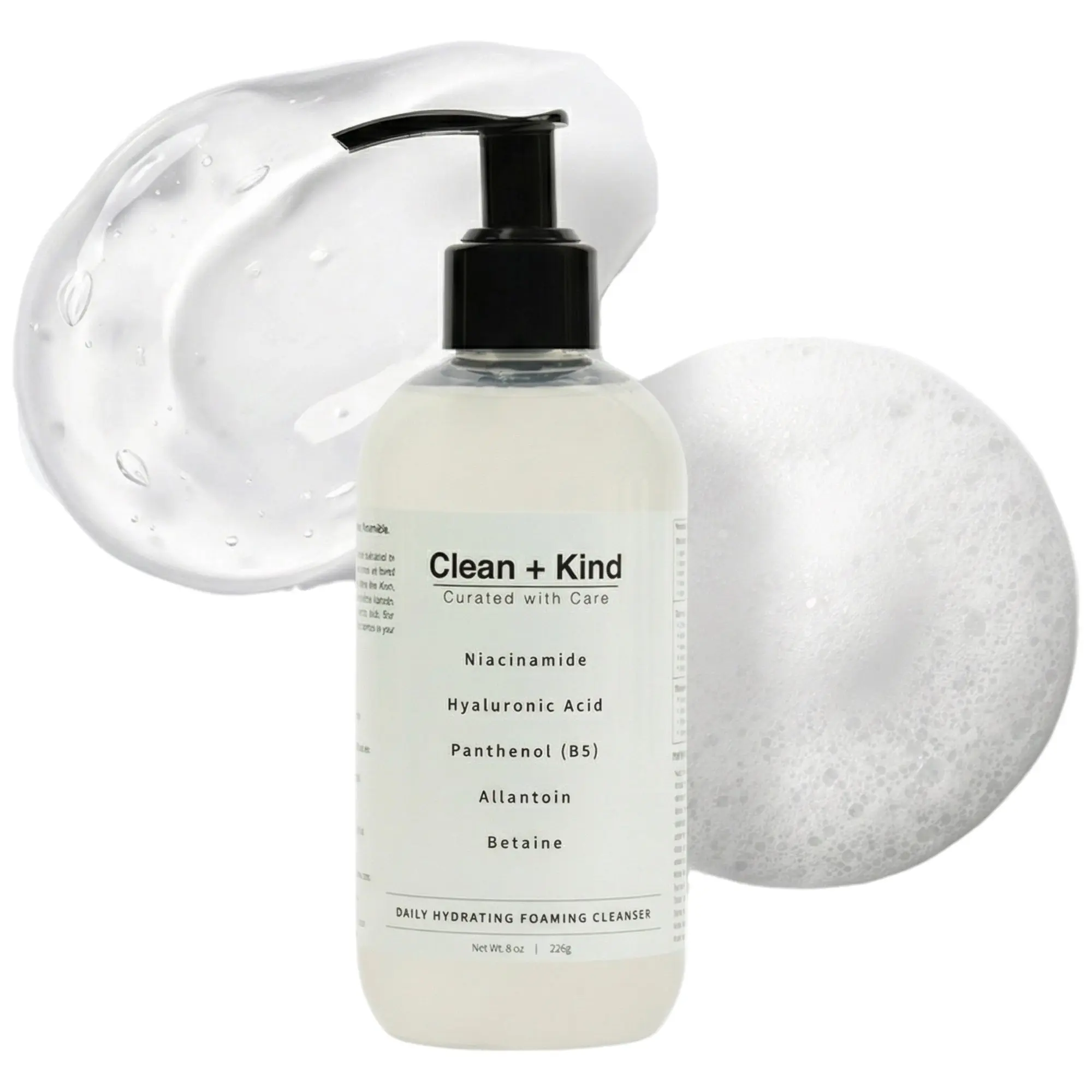 Clean + Kind Daily Facial Cleanser with Betaine Niacinamide & Panthenol for Gentle Foaming Cleanse Soft Refreshed Skin